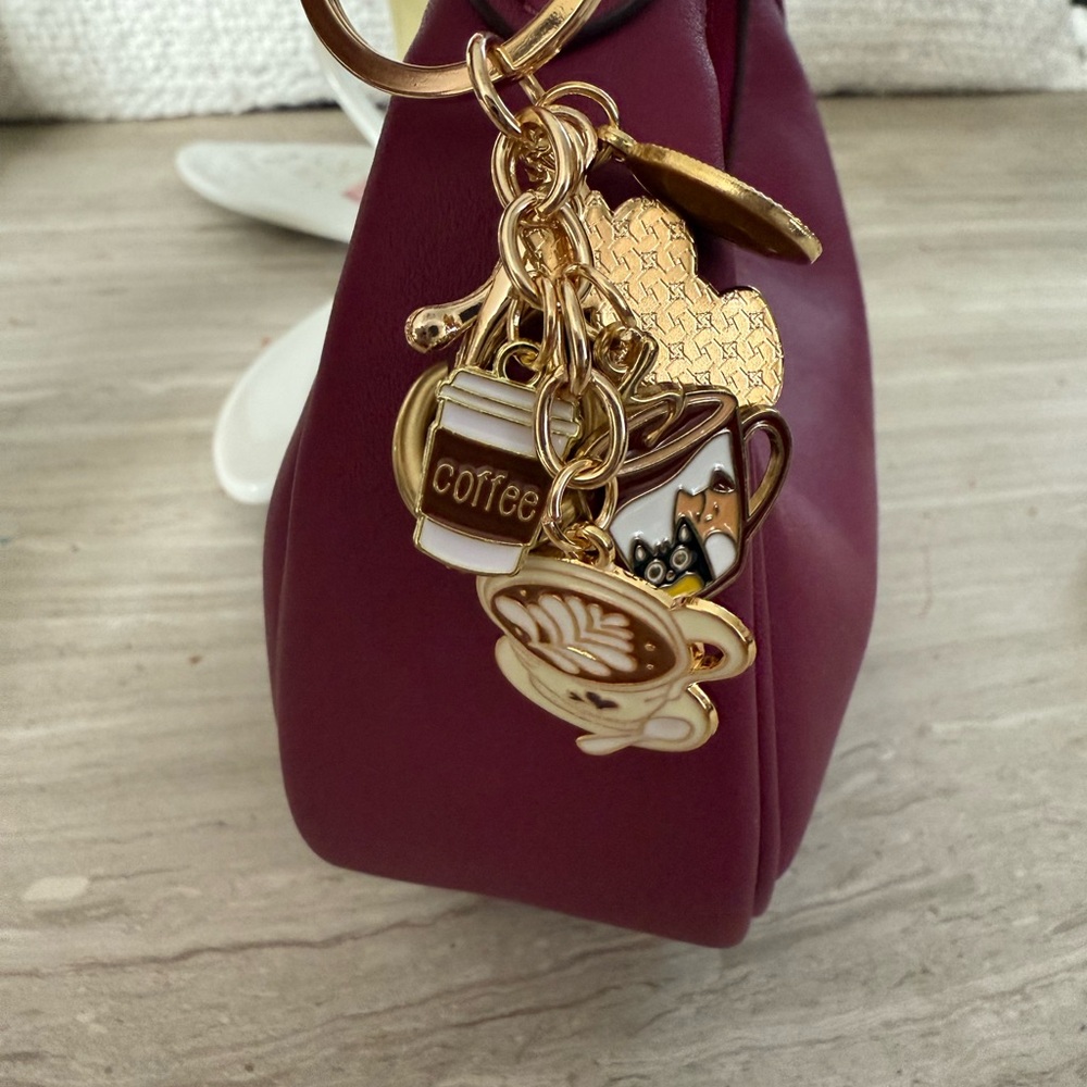 Bag Charms Coffee Themed Gold Tone and Enameled Charms-New ✨
